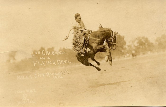 Lee Caldwell On A Flying Devil, Miles City Roundup, 1914